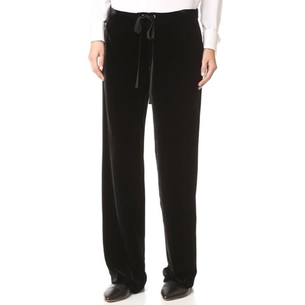 NWT Theory Winszlee in Black Fixture Matte Velvet Drawstring Relaxed Pants P XS